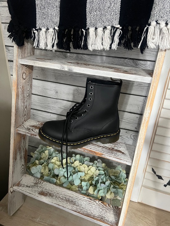 Dr. Martens Black Leather Lace-Up Boots with Yellow Stitching - Picture 4 of 6